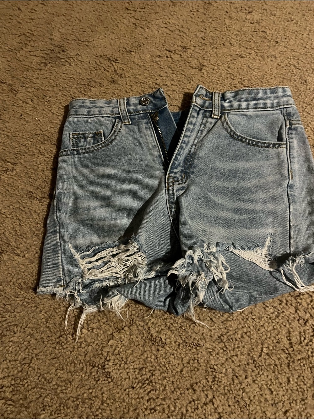 SHEIN Light Blue Distressed Denim Jean Shorts